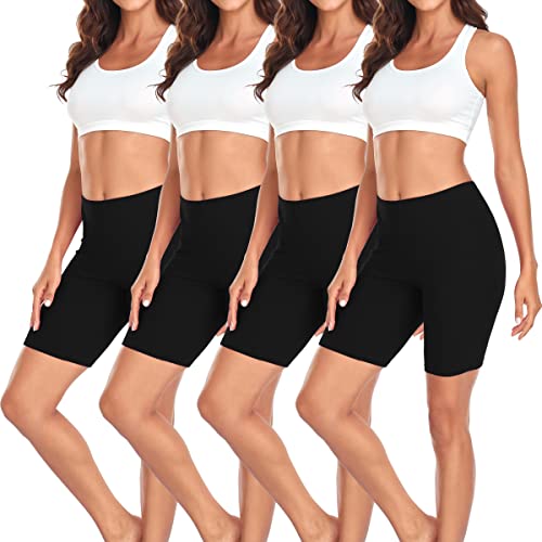 TUTUESTHER Damen Unterhosen Radlerhosen Boxershorts aus Baumwolle Shorts Hoher Bund Sommer Panties Kurze Leggins(10,4 Black) von TUTUESTHER