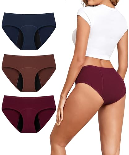 TUTUESTHER Periodenunterschwäsche Starke Blutung 50ML Perioden Unterwäsche Baumwolle Postpartum Underwear Hohe Saugfähigkeit Menstruationsunterwäsche inkontinenz Slip Damen（44，Dunkelblau/Braun/rot） von TUTUESTHER