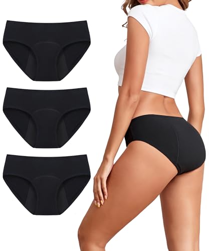 TUTUESTHER Periodenunterschwäsche Starke Blutung 50ML Perioden Unterwäsche Baumwolle Postpartum Underwear Hohe Saugfähigkeit Menstruationsunterwäsche inkontinenz Slip Damen（44，3schwarz） von TUTUESTHER