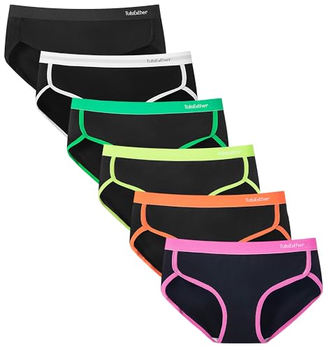 TUTUESTHER Unterhosen Damen Baumwolle Slips Bequem Hipster Unterwäsche Stretch Panties Frauen Schlüpfer Atmungsaktive Weich 6er Pack(46,6 Schwarz) von TUTUESTHER