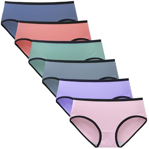 TUTUESTHER Unterhosen Damen Baumwolle Slips Unterwäsche Mittel Taille Dehnbare Hipster Panties 6er Pack（L-EU 42, Sommerwelle） von TUTUESTHER