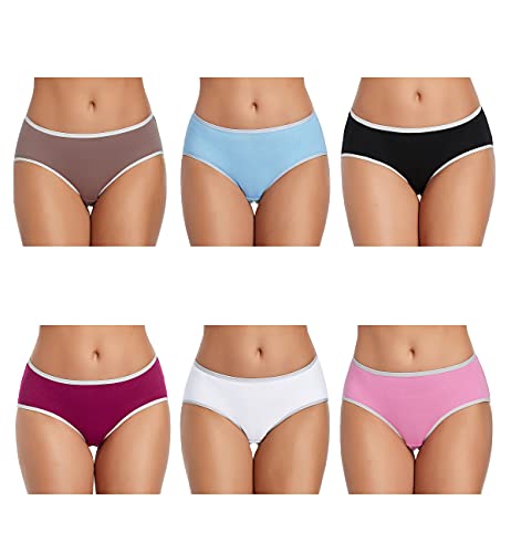 TUTUESTHER Unterhosen Damen Baumwolle Slips Unterwäsche Mittel Taille Dehnbare Hipster Panties 6er Pack（XL-EU 44, Hellblau/Grün/Pink/Orange/Schwarz） von TUTUESTHER