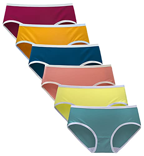 TUTUESTHER Unterhosen Damen Baumwolle Slips Unterwäsche Mittel Taille Dehnbare Hipster Panties 6er Pack（XL-EU 44, Schwarz/Vivid Blue/Lila Rot/Rogue Rot/Chrom Gelb） von TUTUESTHER