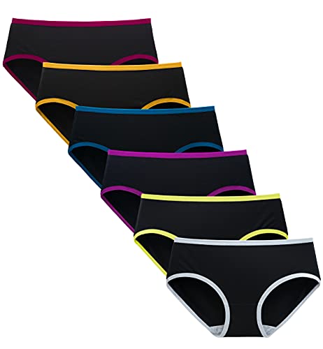 TUTUESTHER Unterhosen Damen Baumwolle Slips Unterwäsche Mittel Taille Dehnbare Hipster Panties 6er Pack（XXL-EU 46, Schwarz/Dunkelrot/Tiefblau/Grün/Schwarz） von TUTUESTHER