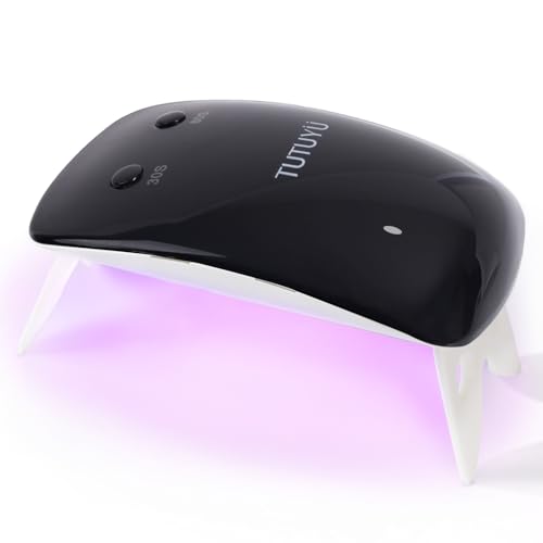 TUTUYU 12W Schwarzer UV LED Nageltrockner Rosa Licht mit 30s/60s Timer, 6 LED-Perlen, tragbare Mini-Lampe für Gel-Nagellack und Gel-Sticker Härtung von TUTUYU