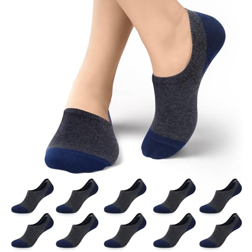 TUUHAW 10 Paar Sneaker Socken Damen Herren Füßlinge No Show Unsichtbare Füsslinge Unisex A-Dunkelgrau 39-42 von TUUHAW