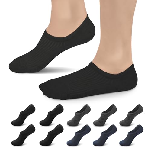 TUUHAW 10 Paar Sneaker Socken Damen Herren Füßlinge No Show Unsichtbare Füsslinge Unisex B-Schwarz-Dunkelgrau-Marineblau 47-50 von TUUHAW