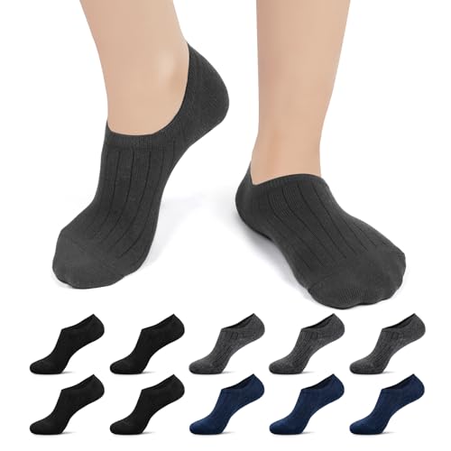 TUUHAW 10 Paar Sneaker Socken Damen Herren Füßlinge No Show Unsichtbare Füsslinge Unisex C-Schwarz-Dunkelgrau-Marineblau 39-42 von TUUHAW