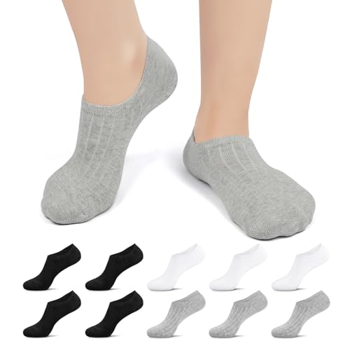 TUUHAW 10 Paar Sneaker Socken Damen Herren Füßlinge No Show Unsichtbare Füsslinge Unisex C-Schwarz-Weiß-Grau 43-46 von TUUHAW