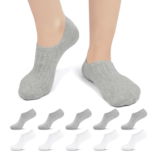 TUUHAW 10 Paar Sneaker Socken Damen Herren Füßlinge No Show Unsichtbare Füsslinge Unisex C-Weiß-Grau 43-46 TUUHAW 10 Paar Sneaker Socken Damen Herren Füßlinge No Show Unsichtbare Füsslinge Unisex C-Weiß-Grau 43-46 von TUUHAW
