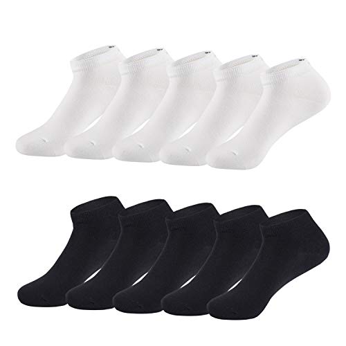 TUUHAW Sneaker Socken Damen 35-38 Herren Sneakersocken Halbsocken Sportsocken Kurze Atmungsaktive Baumwolle Socken 10 paar Schwarz_Weiß von TUUHAW