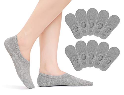 TUUHAW 10Paar Unsichtbare Sneaker Socken Footies Füßlinge Invisible Socks mit Silikon Weiß Schwarz Grau-Grau 39-42 von TUUHAW