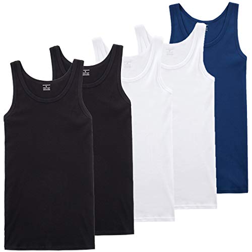 TUUHAW 5er Pack Unterhemd Herren Tank Top aus 100% Baumwolle Schwarz Weiß Marine 4XL von TUUHAW