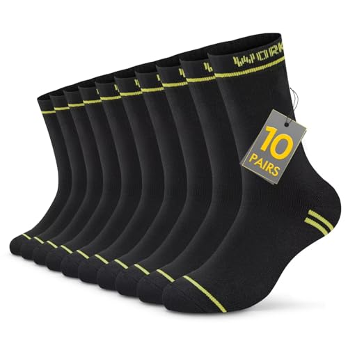 TUUHAW Arbeitssocken Herren 39-42 Schwarz 10 Paar Wandersocken Sportsocken Damen 39-42 Laufsocken Tennissocken Herren Socken Baumwolle Wintersocken Strümpfe von TUUHAW