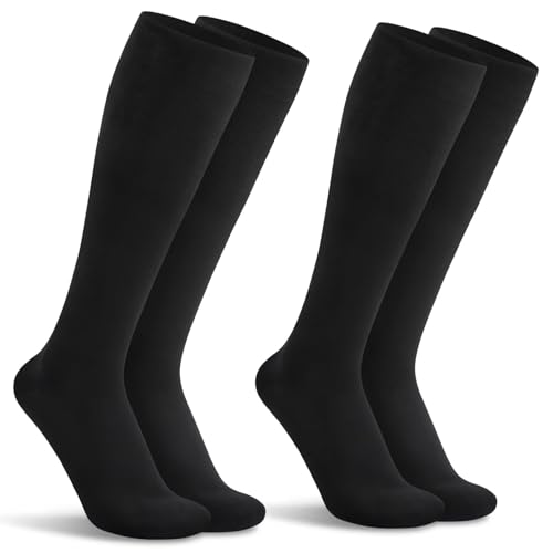 TUUHAW Kompressionsstrümpfe Damen 35-38 Schwarz Baumwolle Kompressionssocken Flug Damen-Kniestrümpfe Stützkniestrümpfe Compression Socks von TUUHAW