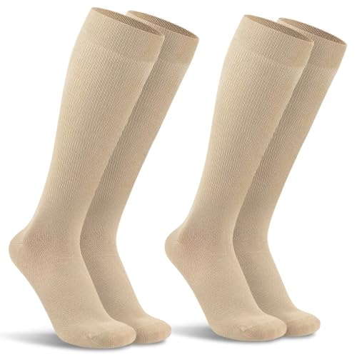 TUUHAW Kompressionsstrümpfe Damen Flug Baumwolle Kniestrümpfe Damen 35-38 Beige Kompressionssocken 35-38 Stützstrümpfe Compression Socks von TUUHAW