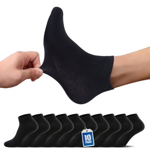 TUUHAW Sneaker Socken Damen Herren 39-42 Sneakersocken Sportsocken Halbsocken Kurze Atmungsaktive Baumwolle Socken Schwarz Laufsocken 10paar von TUUHAW