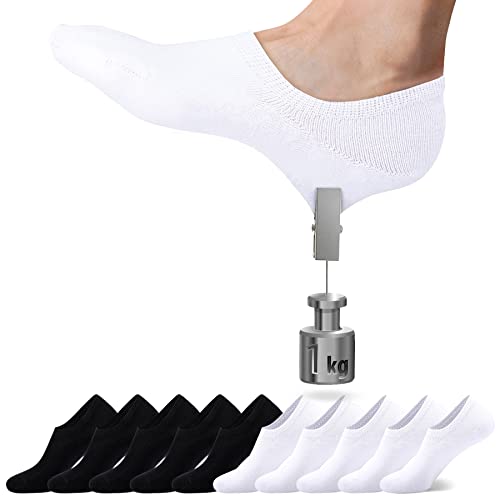 TUUHAW Sneaker Socken Damen Herren Füßlinge 10 Paar Füsslinge Footies Unsichtbare Kurze Großes Silikonpad Schwarz-Weiß 47-50 von TUUHAW