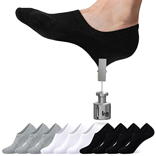 TUUHAW Sneaker Socken Damen Herren Füßlinge 10 Paar Füsslinge Footies Unsichtbare Kurze Großes Silikonpad Schwarz-Weiß-Grau 47-50 von TUUHAW