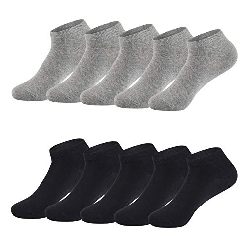 TUUHAW Sneaker Socken Herren 47-50 Damen Sneakersocken Halbsocken Sportsocken Kurze Atmungsaktive Baumwolle Socken 10 paar Schwarz_Grau von TUUHAW