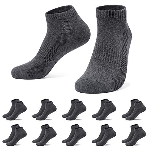 TUUHAW Sneaker Socken Herren Damen Sportsocken 10Paar Halbsocken Kurze Atmungsaktive Baumwolle Dunkelgrau 35-38 von TUUHAW