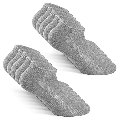 TUUHAW Sneaker Socken Herren Damen Sportsocken 10Paar Halbsocken Kurze Atmungsaktive Baumwolle Grau 39-42 von TUUHAW
