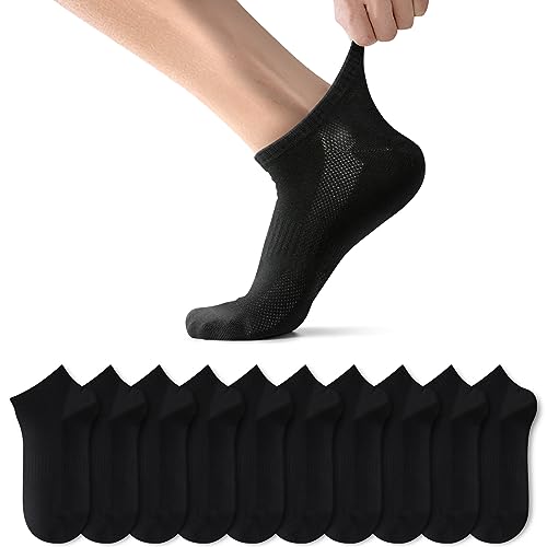 TUUHAW Sneaker Socken Herren Damen Sportsocken 10Paar Halbsocken Kurze Atmungsaktive Baumwolle Schwarz 35-38 von TUUHAW