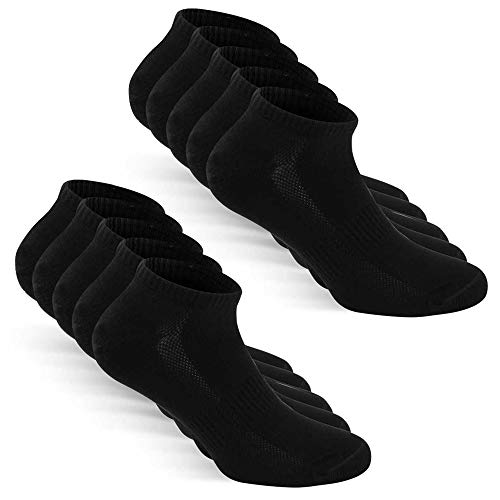 TUUHAW Sneaker Socken Herren Damen Sportsocken 10Paar Halbsocken Kurze Atmungsaktive Baumwolle Schwarz 47-50 von TUUHAW