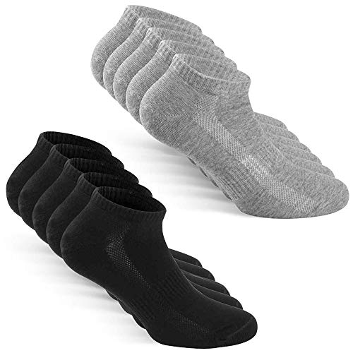 TUUHAW Sneaker Socken Herren Damen Sportsocken 10Paar Halbsocken Kurze Atmungsaktive Baumwolle Schwarz-Grau 39-42 von TUUHAW