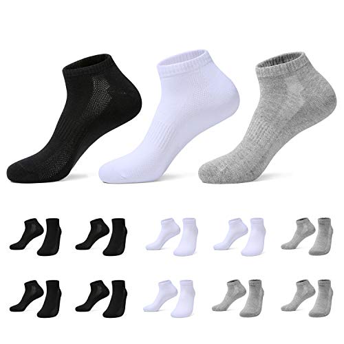 TUUHAW Sneaker Socken Herren Damen Sportsocken 10Paar Halbsocken Kurze Atmungsaktive Baumwolle Schwarz-Weiß-Grau 3538 von TUUHAW