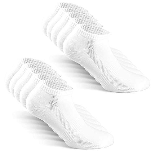 TUUHAW Sneaker Socken Herren Damen Sportsocken 10Paar Halbsocken Kurze Atmungsaktive Baumwolle Weiß 43-46 von TUUHAW