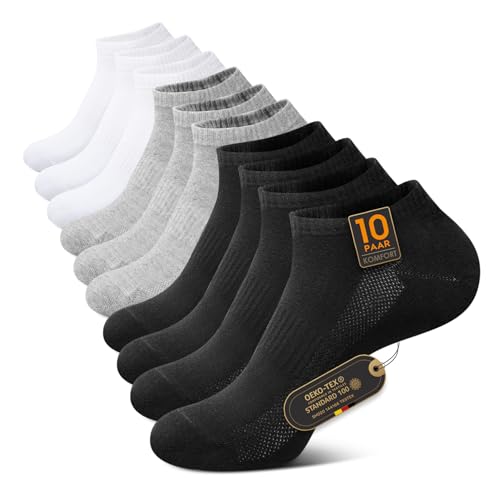 TUUHAW Socken Herren 39-42 Kurze Baumwoll Sneaker Socken Damen 39-42 Sportsocken Halbsocken Kurzsocken Sneakersocken Laufsocken Atmungsaktive,Mix*10 von TUUHAW