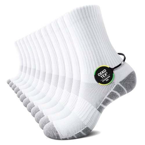 TUUHAW Socken Herren 47-49 Weiß Tennissocken Herren 47-50 Sportsocken Laufsocken Wandersocken Fahrradsocken Frotteesocken Trekkingsocken Baumwolle Herrensocken 12 Paar von TUUHAW