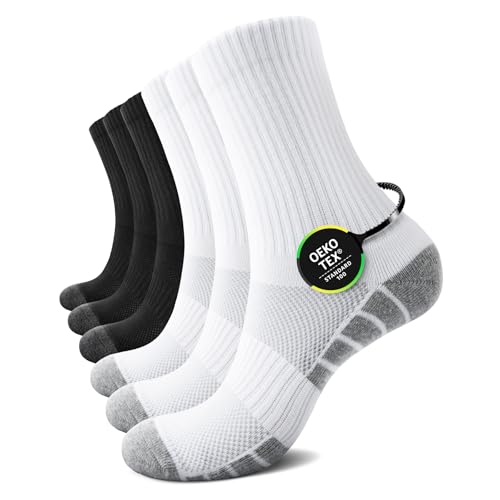 TUUHAW Frottee Socken Herren 47-49 Weiß Tennissocken Herren 47-50 Schwarz Sportsocken Wandersocken Baumwolle Laufsocken Strümpfe Herrensocken Trekkingsocken von TUUHAW