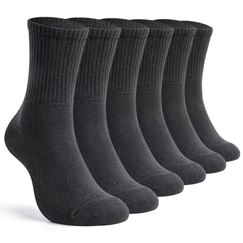 TUUHAW Socken Herren 47-50 6 Paar Grau Sportsocken Wandersocken Tennissocken Laufsocken Damen-Socken Herrensocken Basketball Socken Running Socks von TUUHAW