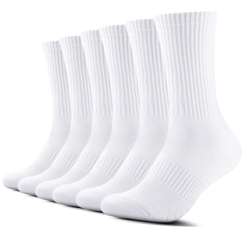 TUUHAW Socken Herren Damen 6 Paar Sportsocken Atmungaktive tennissocken,Weiß 35-38 von TUUHAW