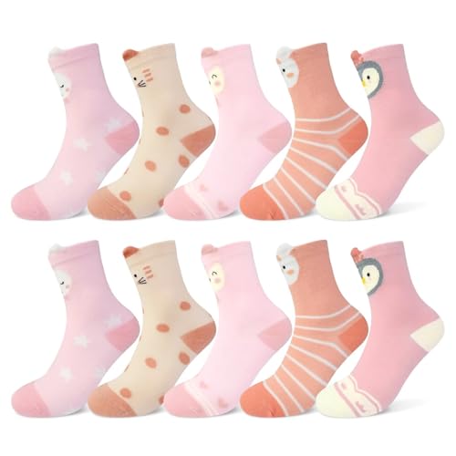 TUUHAW Socken Kinder 23-26 Socken Baby 12-18 Monate 10 Paar Pinguin Socken Haussocken Kinder Socken Mit Motiv Hundemotiv Kindersocken Mädchen Socken Baumwolle Socken Lustig Motiv Socken von TUUHAW