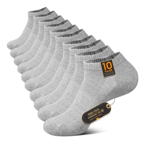 TUUHAW Sportsocken Herren 43-46 Kurz Sneaker Socken Herren 43-46 Grau Halbsocken Laufsocken Sneakersocken Baumwollsocken Atmungsaktive 10 Paar von TUUHAW