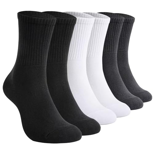 TUUHAW Tennissocken Damen 39-42 6 Paar Sportsocken Herren 39-42 Schwarz Weiße Socken Grau Wandersocken Laufsocken Damensocken Herrensocken Basketball Socken Running Socks von TUUHAW