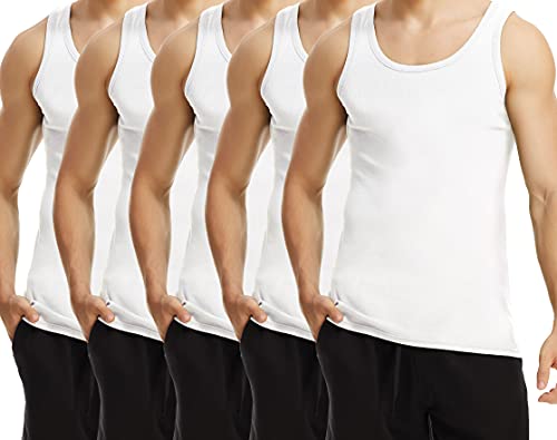 TUUHAW Unterhemd Herren 5er Pack Tank Top 100% Baumwolle Gekämmte Feinripp Weiß L von TUUHAW