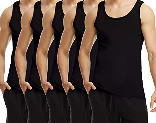 TUUHAW Unterhemd Herren 5er Pack Tank Top Baumwolle Männer Feinripp Muskelshirts Alle Größen Und Farben Schwarz 3XL von TUUHAW