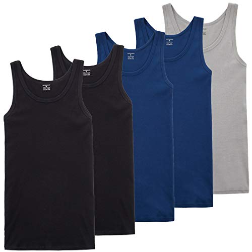 TUUHAW Unterhemd Herren Tank Top 5er Pack gekämmte Feinripp Baumwolle Weitere Farben alle Größen Schwarz Marine Grau 4XL von TUUHAW