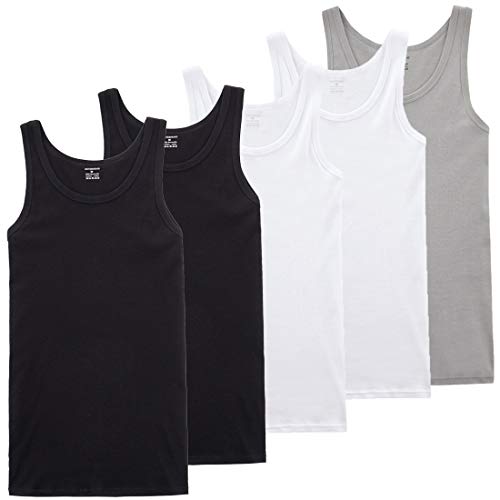 TUUHAW Unterhemd Herren Tank Top für Herren aus atmungsaktiver Baumwolle 5er Pack Schwarz Weiß Grau 3XL von TUUHAW