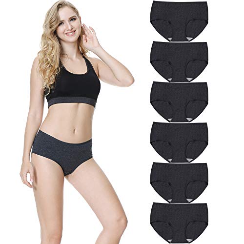 TUUHAW Unterhosen Damen Unterwäsche 6er Pack Baumwolle Slips Mittel Taille Panties Grau 2XL von TUUHAW