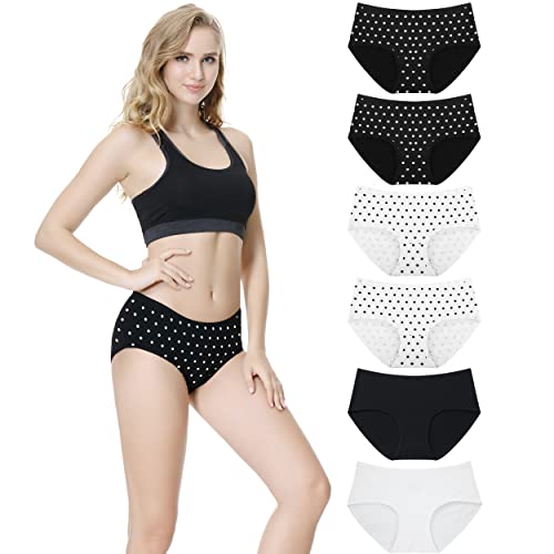 TUUHAW Unterhosen Damen Unterwäsche 6er Pack Baumwolle Slips Mittel Taille Panties Mehrfarbig01-L von TUUHAW