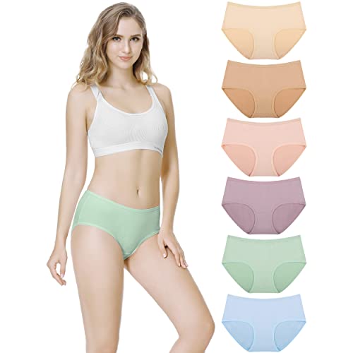 TUUHAW Unterhosen Damen Unterwäsche 6er Pack Baumwolle Slips Mittel Taille Panties Mehrfarbig02-2XL von TUUHAW