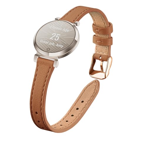 Charlam Schlankes Lederarmband, kompatibel mit Garmin Lily 2 Active, für Damen, genarbtes Echtleder, dünnes Uhrenarmband für Garmin Lily 2, Braun / Roségold Charlam Schlankes Lederarmband, kompatibel mit Garmin Lily 2 Active, für Damen, genarbtes Echtleder, dünnes Uhrenarmband für Garmin Lily 2, Braun / Roségold von TUV PLNT
