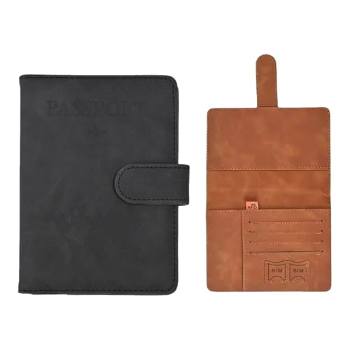 TUVovosd Reisepasshülle, RFID-blockierende Lederbrieftasche, Reise-Essential-Brieftasche, Reisepasshülle for Männer und Frauen, kann als Geschenk for den Vater verwendet Werden(Black) von TUVovosd