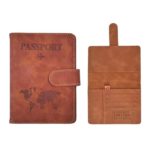 TUVovosd Reisepasshülle, RFID-blockierende Lederbrieftasche, Reise-Essential-Brieftasche, Reisepasshülle for Männer und Frauen, kann als Geschenk for den Vater verwendet Werden(Brown) von TUVovosd