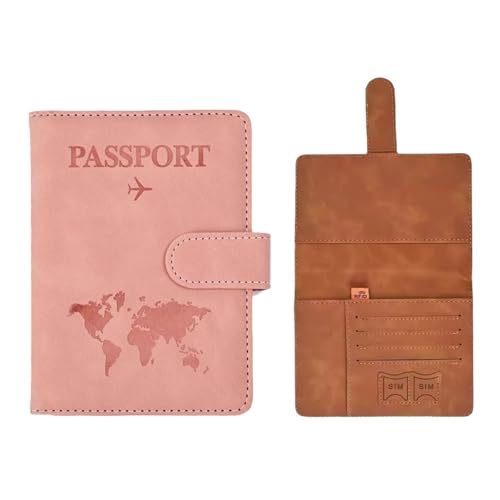 TUVovosd Reisepasshülle, RFID-blockierende Lederbrieftasche, Reise-Essential-Brieftasche, Reisepasshülle for Männer und Frauen, kann als Geschenk for den Vater verwendet Werden(Pink) von TUVovosd